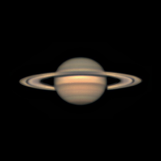 Saturn with its rings, stacked and sharpened in Akastroid