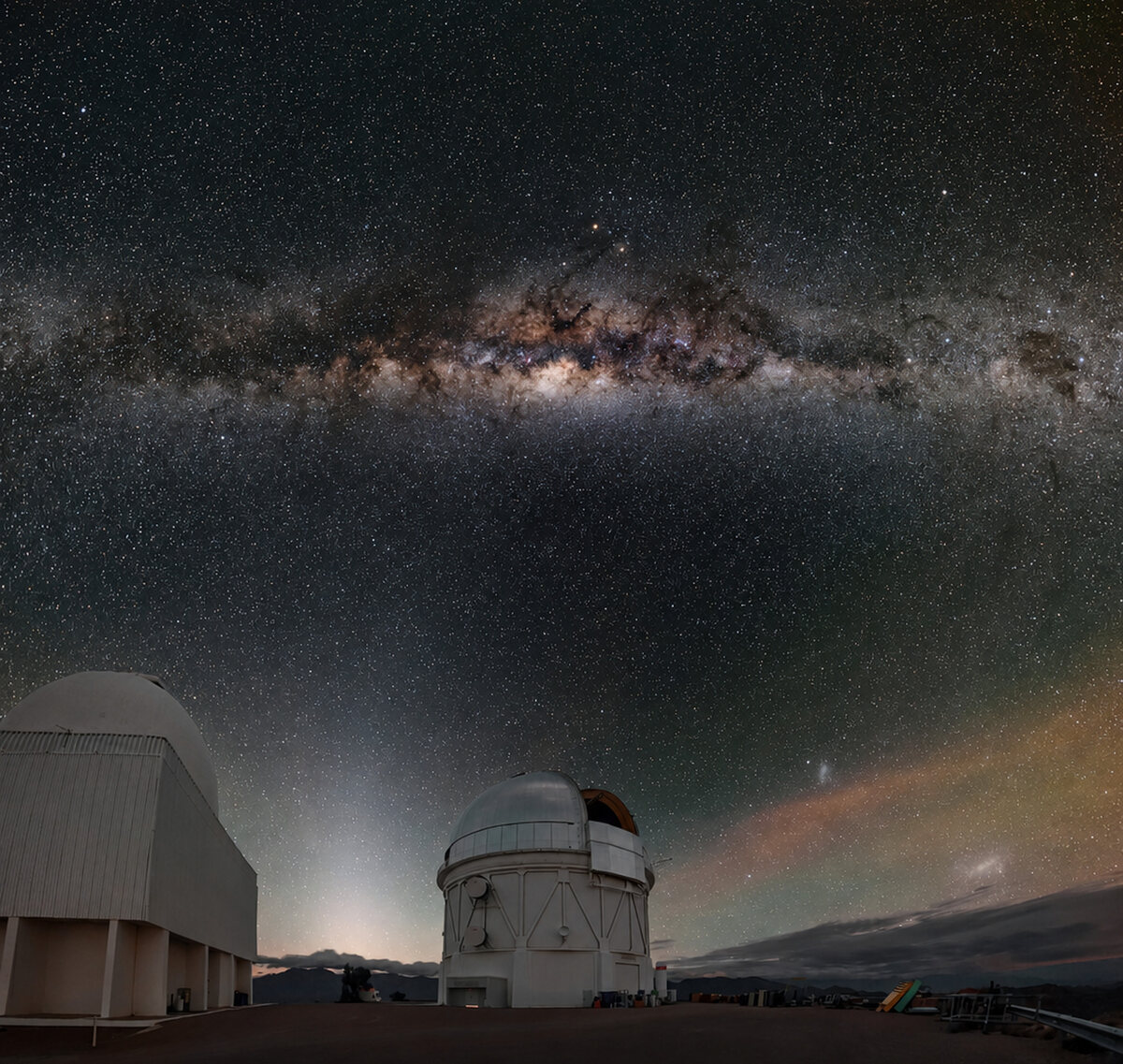 The Milky Way over the Cerro Tololo observatory, after Image Enhance
